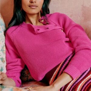 Sezane Pink Crew Neck Sweater